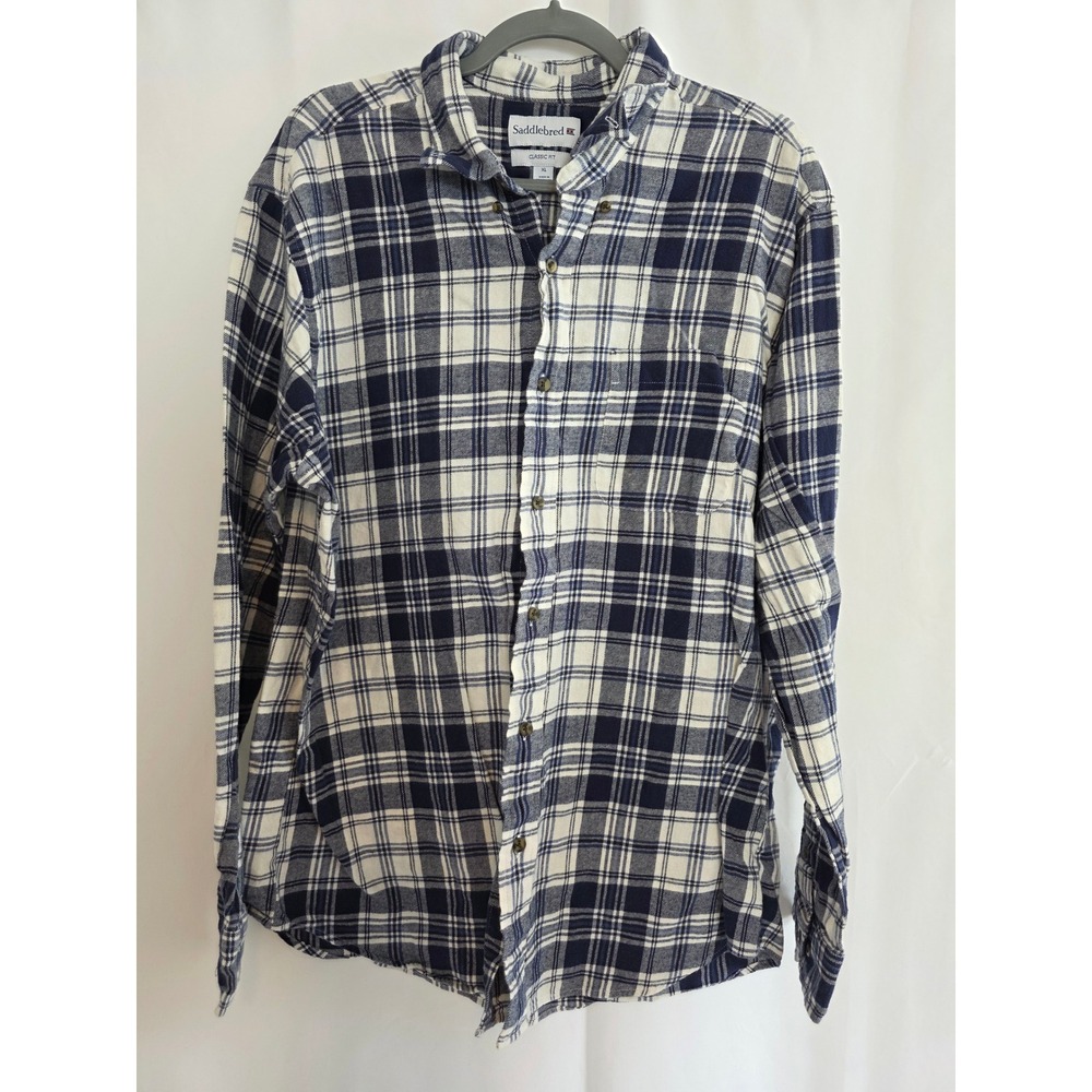 Saddlebred‎ Classic Fit Plaid Flannel Long Sleeve Button Up Shirt Mens XL